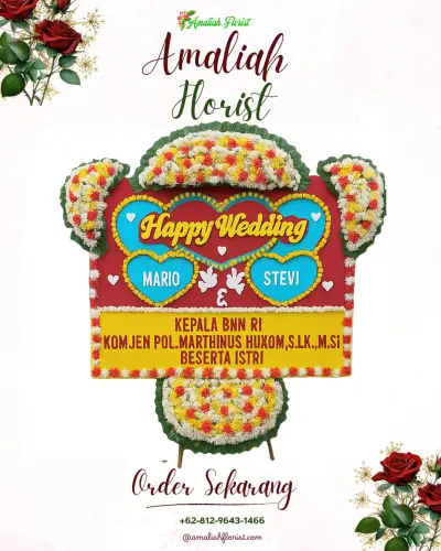 Karangan Papan Bunga Pernikahan di Jangga